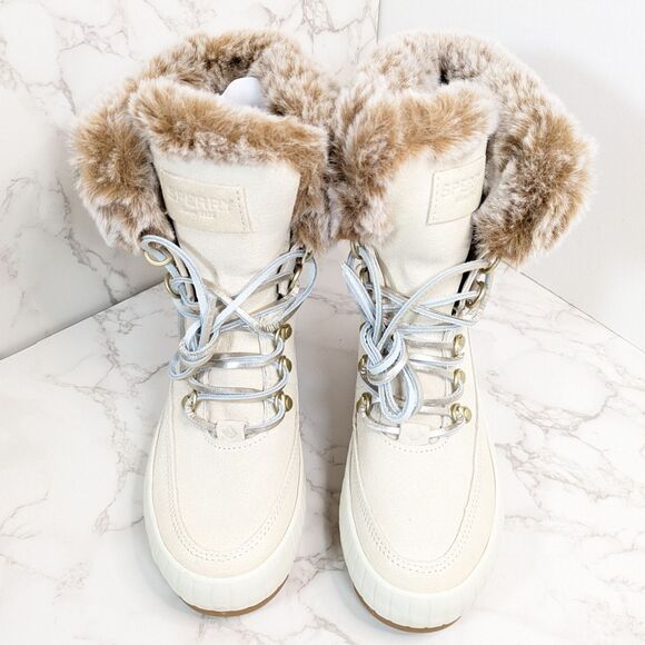 NEW Sperry Women's Torrent Waterproof Winter Lace Up Snow Boot Ivory Size 6.5 US - Picture 6 of 10
